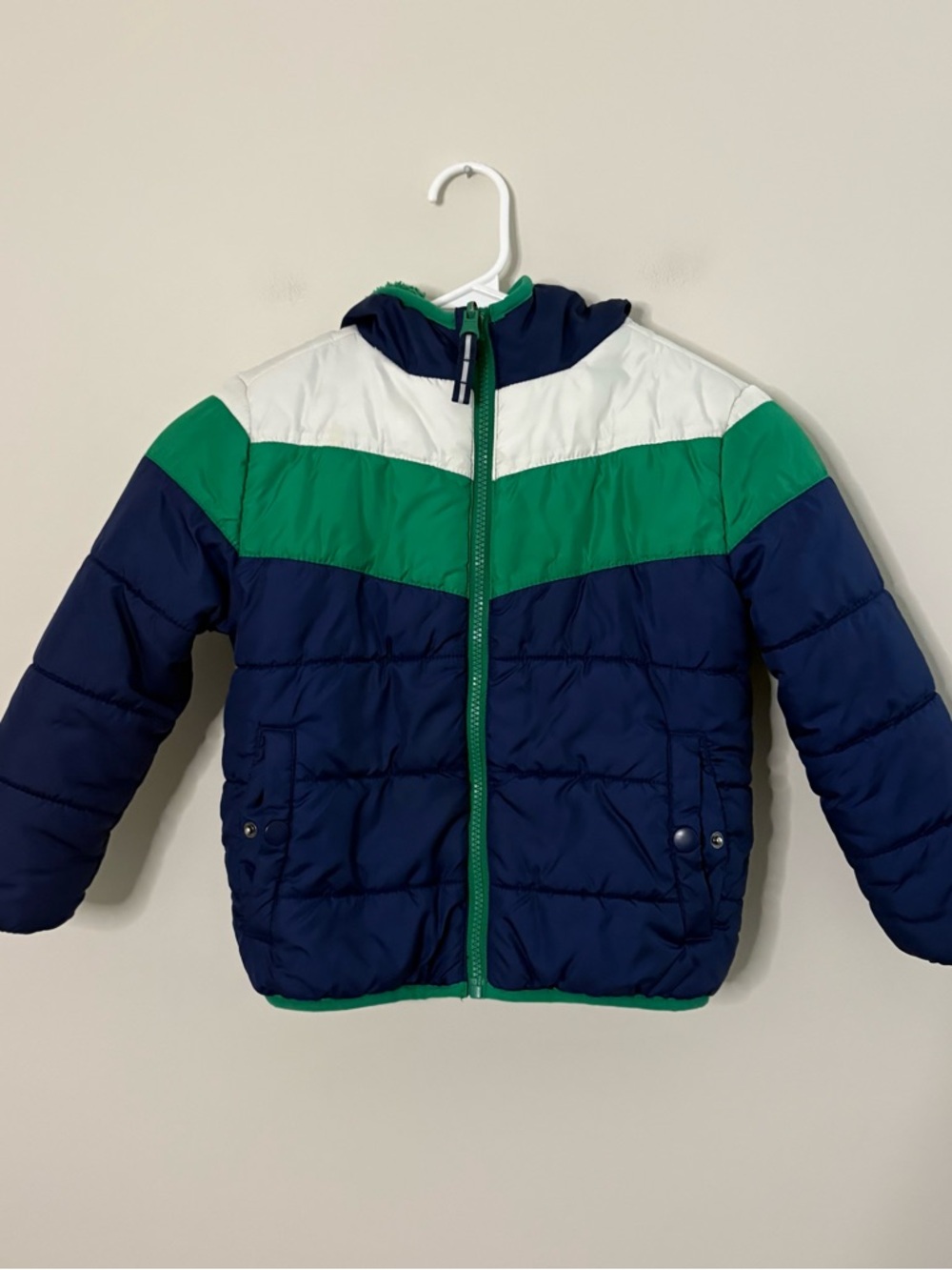 Cat & Jack Kids Boys Jacket 4/5 White Blue Green Warm Hooded A6